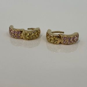 PINK & YELLOW DIAMOND GOLD CUFF EARRINGS NWOTS!